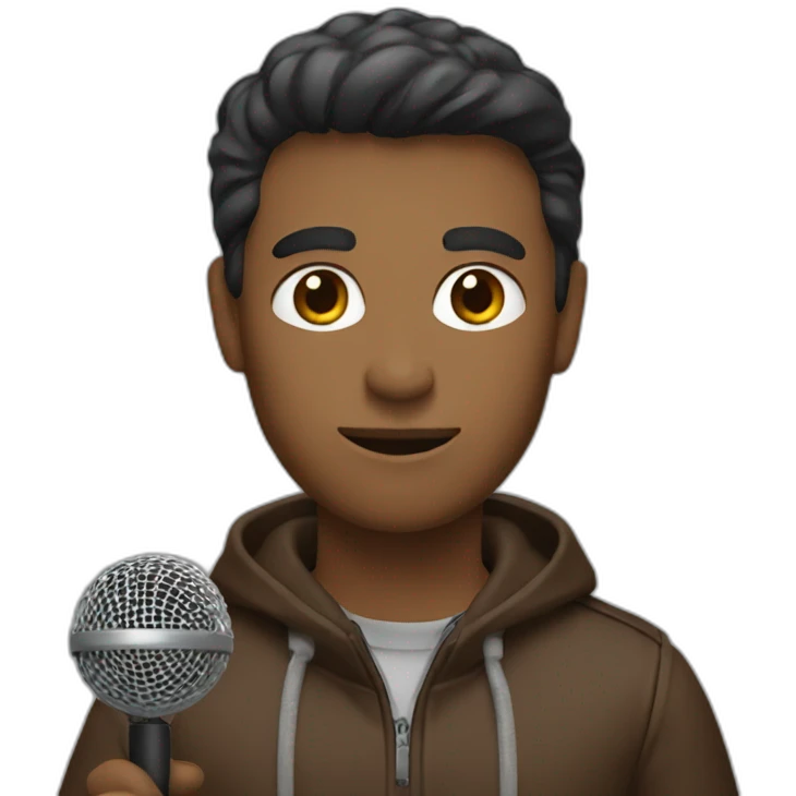 a journalist with brown hiar holding a microphone emoji