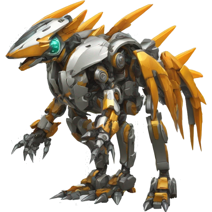a futuristic mechanical spiky Medabot-raptor-dragon-mecha full body emoji