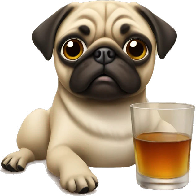 Pug drinking whiskey emoji