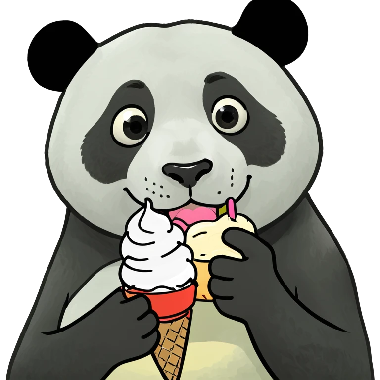 Panda eating ice cream emoji