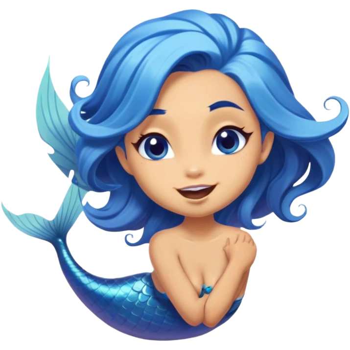 Cinematic Realistic Blue Hair Mermaid Portrait, head tilted dramatically with an exaggeratedly amused expression, featuring a striking, vibrant form with meticulously detailed, flowing blue hair and glowing, tanned skin. Her expressive eyes brim with playful marine mischief, rendered with dynamic underwater lighting and vibrant textures that imbue the scene with an air of cheeky, over‐the‐top oceanic whimsy—capturing the essence of a spirited mermaid ready to enchant with coastal charm. emoji