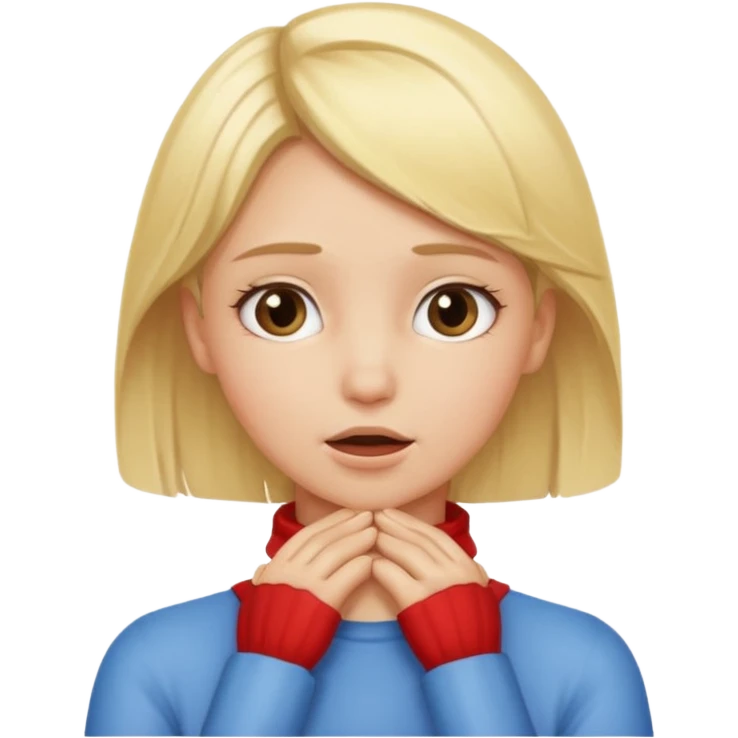 blonde girl with her hands around her throat emoji