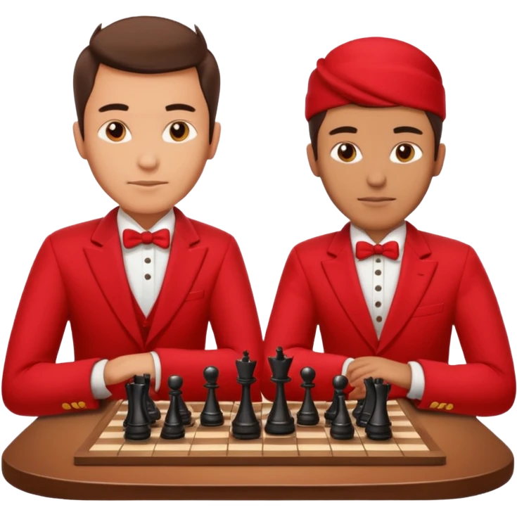man chess players in red outfits emoji