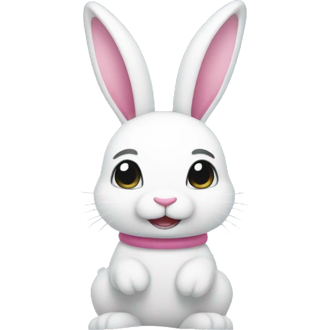 White Bunny with pink ears is in the snow emoji