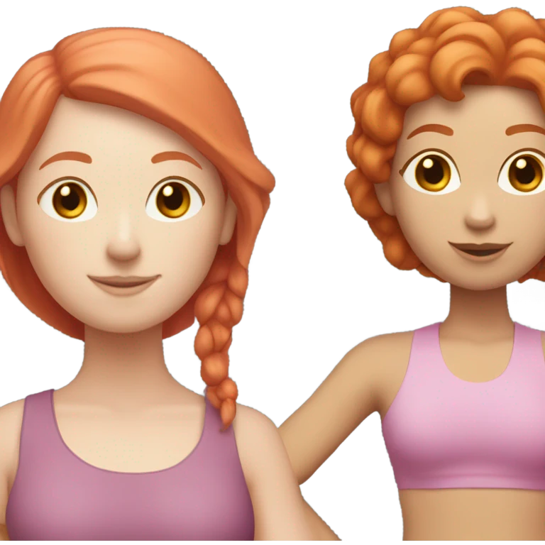 Yoga teacher, ginger and red hair, pink clothes emoji