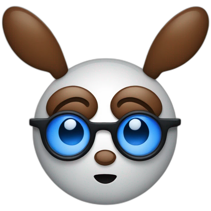 Une araignée qui porte des lunettes marrons avec deux yeux ronds bleus style kawaï emoji