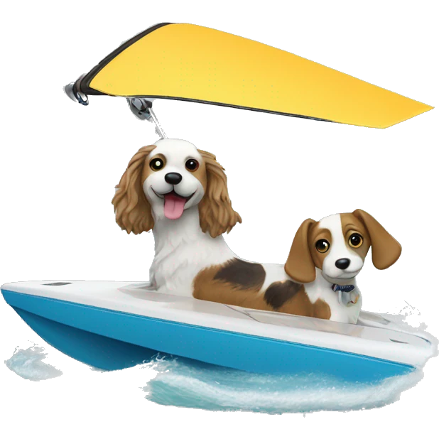 Wakesurf boat with dog emoji