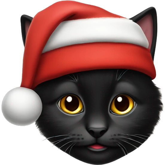 Santa’s black kitten with hat emoji
