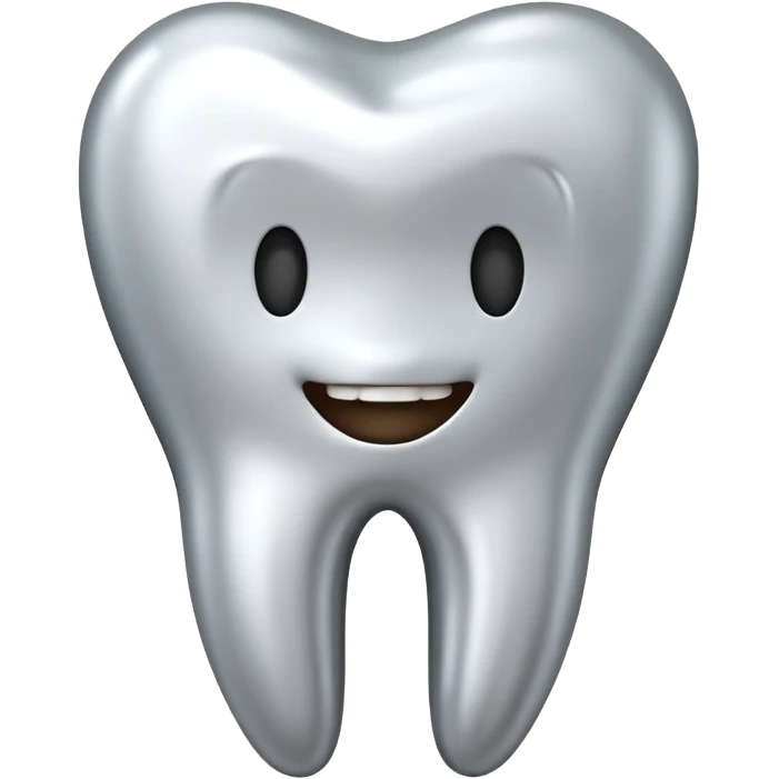 human tooth emoji, smooth chrome ceramic-metal texture, clean medical luxury aesthetic, isolated on white, no face emoji