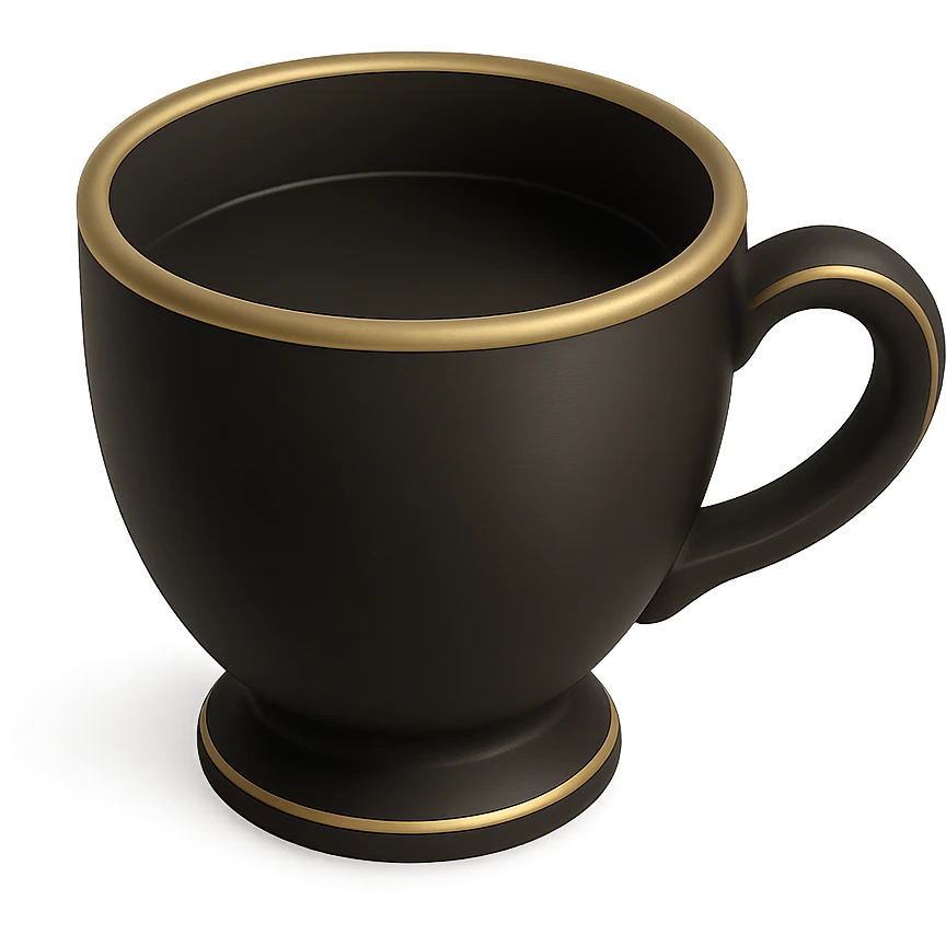 a coffee cup in 3D black style emoji