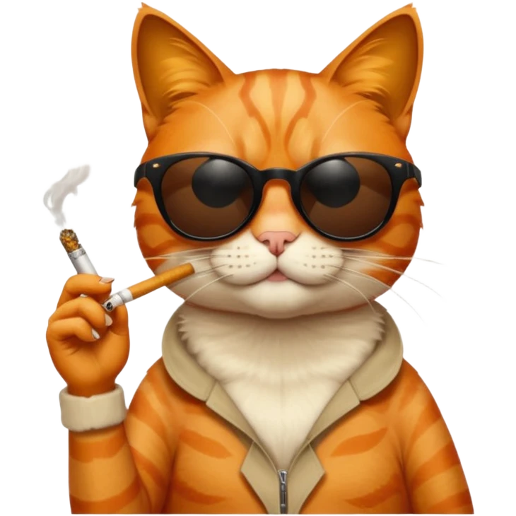 Orange cat with black sunglasses somoking small joint emoji