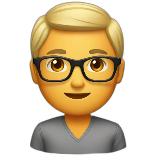 guy with black glasses dirtyblonde short hair with orange long-sleeved shirt emoji