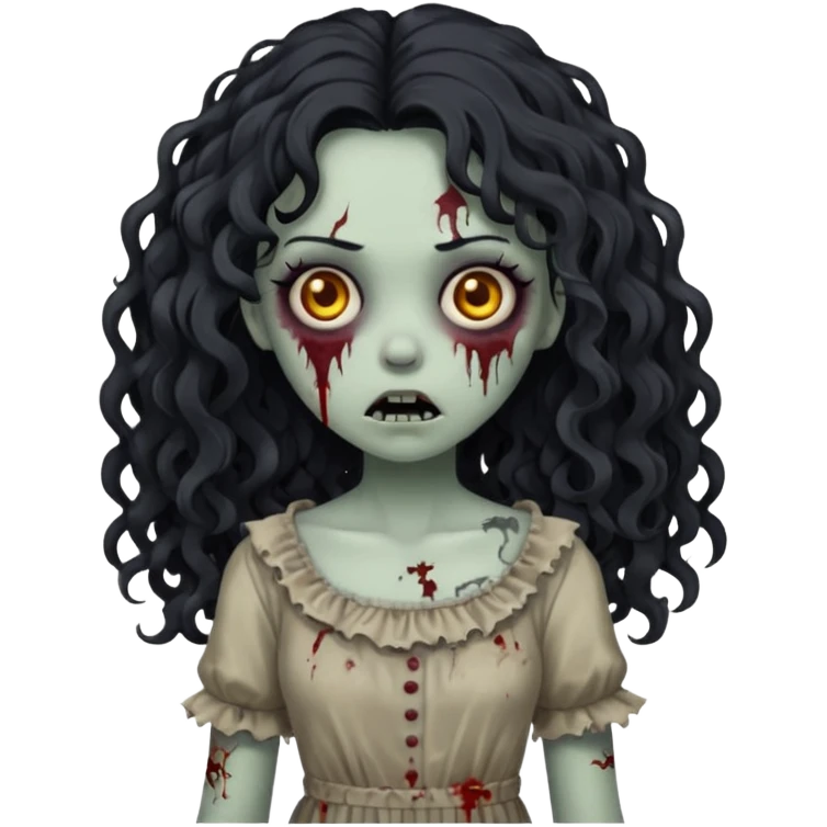 garota zumbi com cabelo cacheado longo oreto emoji