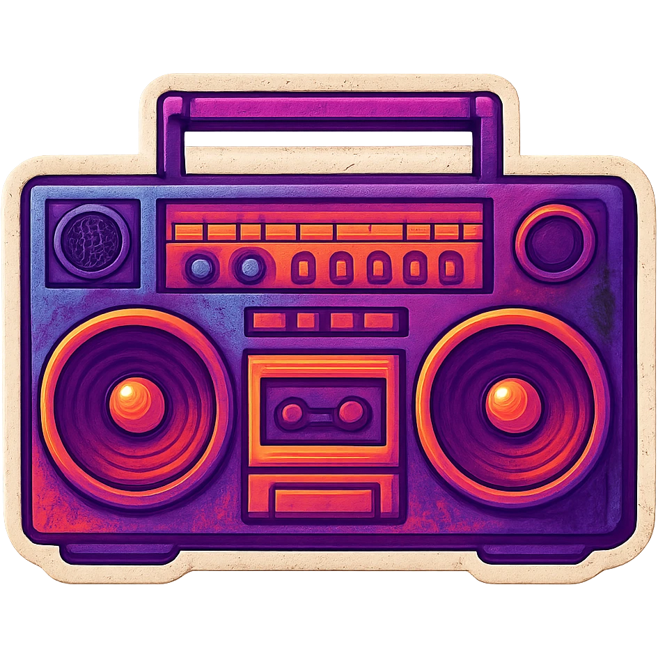 A boombox stereo with speakers and cassette deck emoji