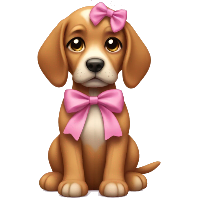 sad puppy wearing pink bow emoji