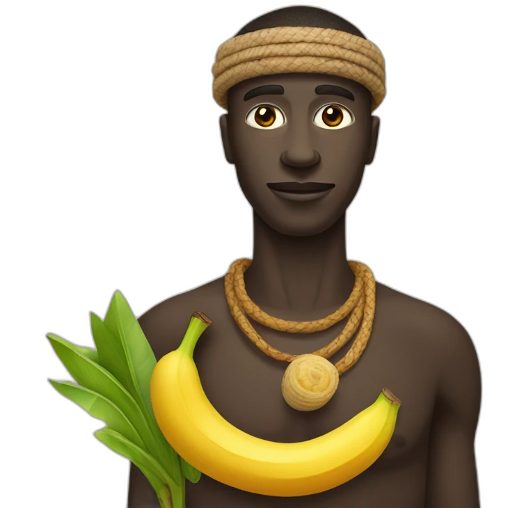Un homme d’une tribu africaine avec une banane emoji