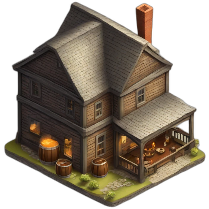 Whiskey house isometric emoji