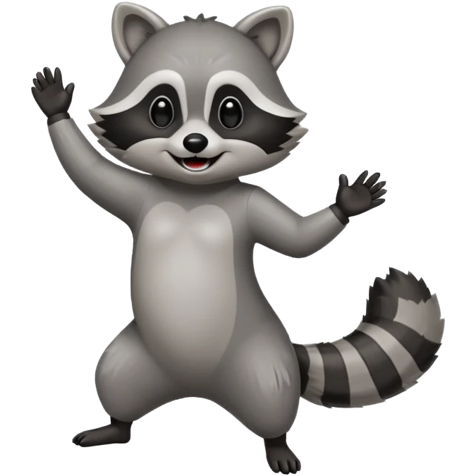 a full body raccoon celebrating / dancing  emoji