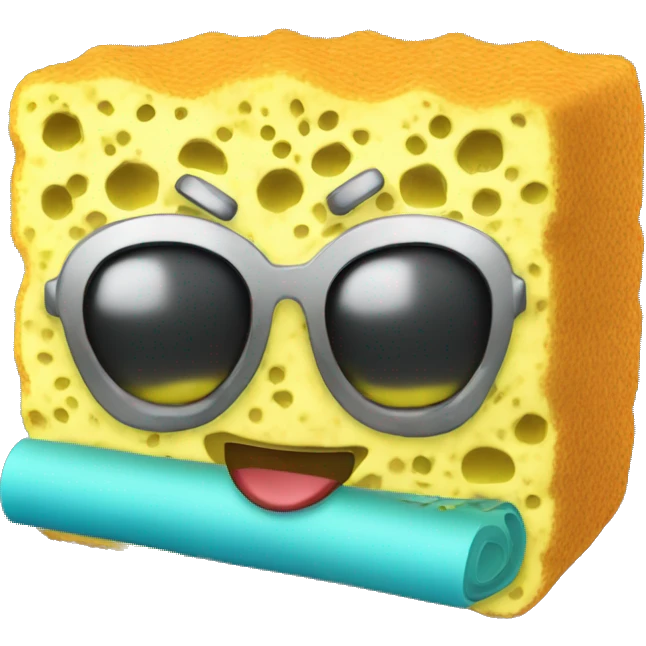 Sponge with computer with book emoji
