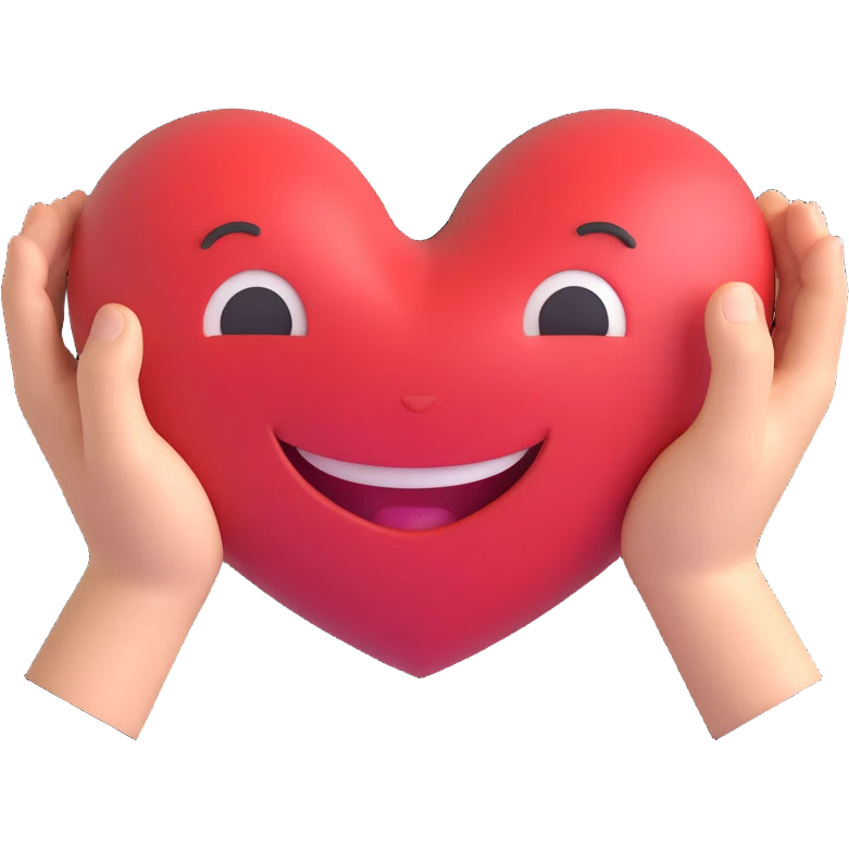 smiling face with two hands gesturing a heart emoji