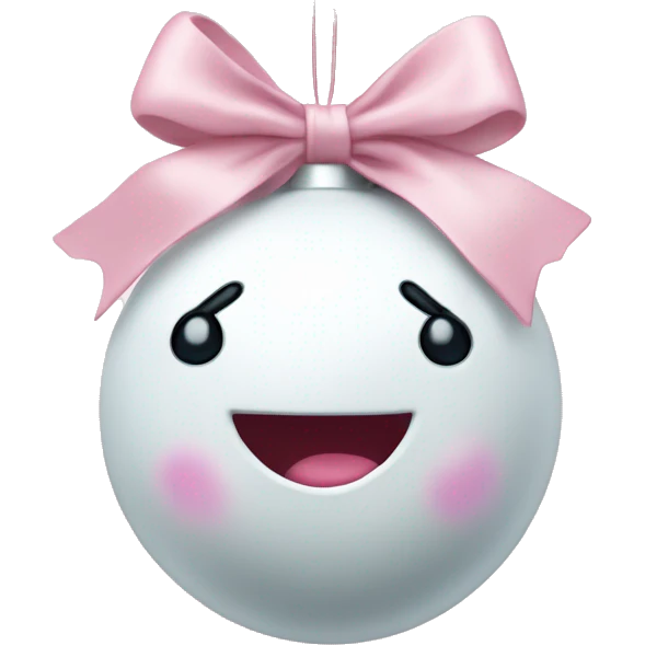 Plain White Christmas ornament with a light pink bow on top emoji