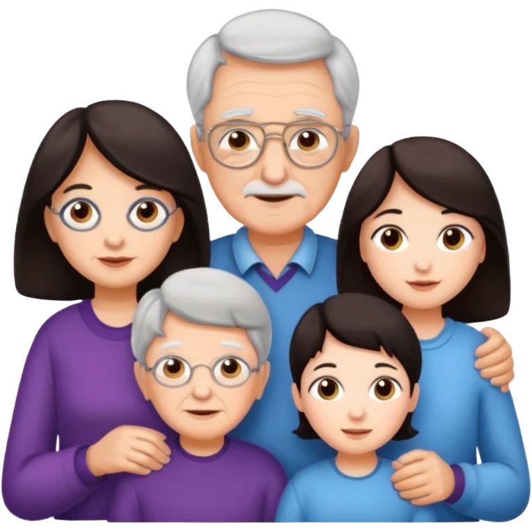 All white grandma and grandpa with 2 girls and 2 boys. The kids should have dark hair emoji