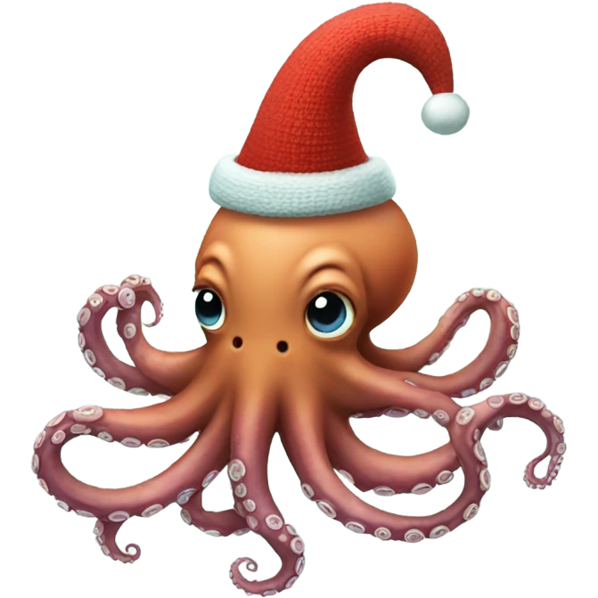 Octopus with a party hat and a Christmas sweater emoji
