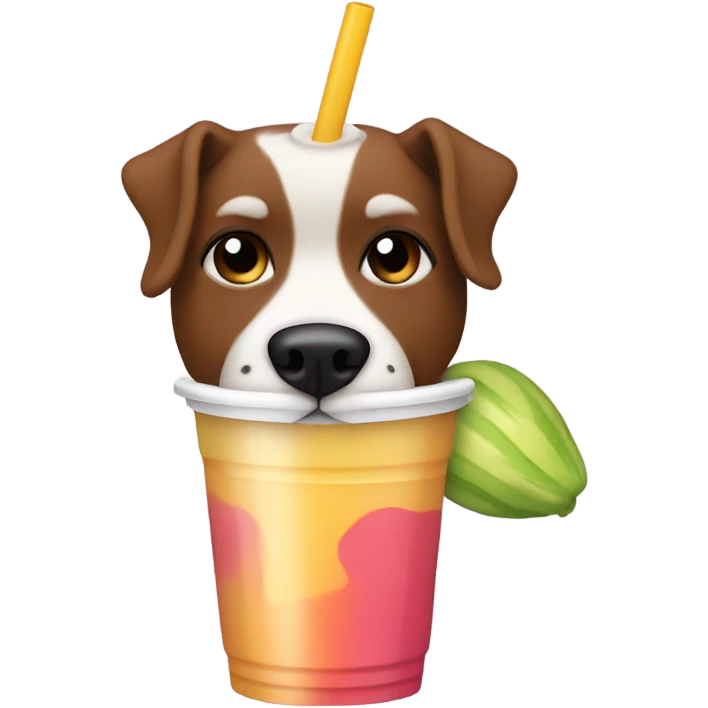 Dog drinking a smoothie emoji