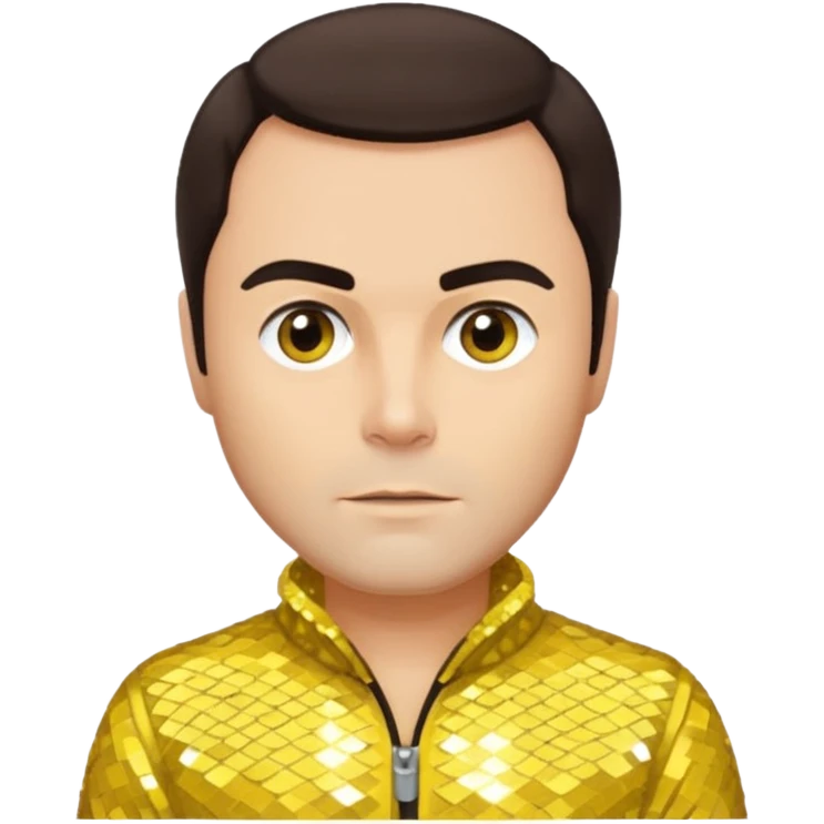 John Saxon with dark brown hair, yellow sequin outfit emoji