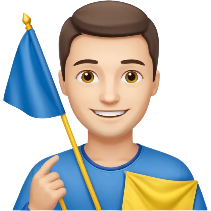 a Ukrainian man holding a Ukrainian flag emoji