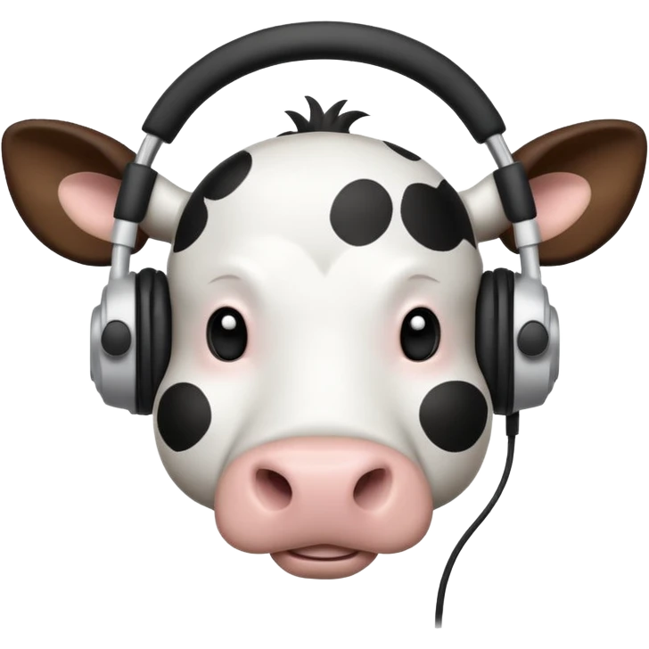 cartoon cow with large black headphones emoji