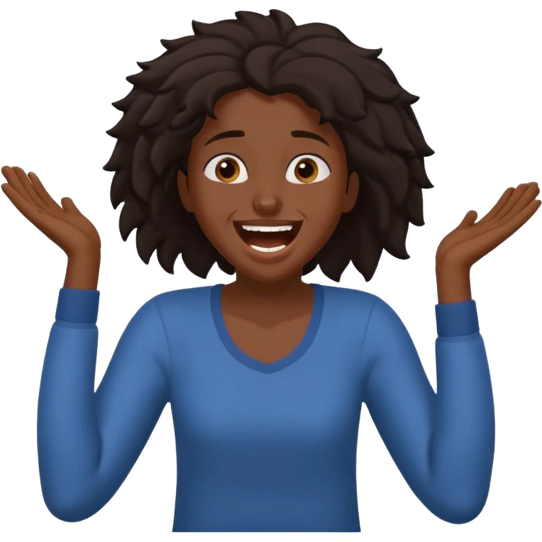 Baiza Ethiopian, dark hair Oldest but immature, no filter, funny Pose: laughing wildly, arms flailing age 21 emoji