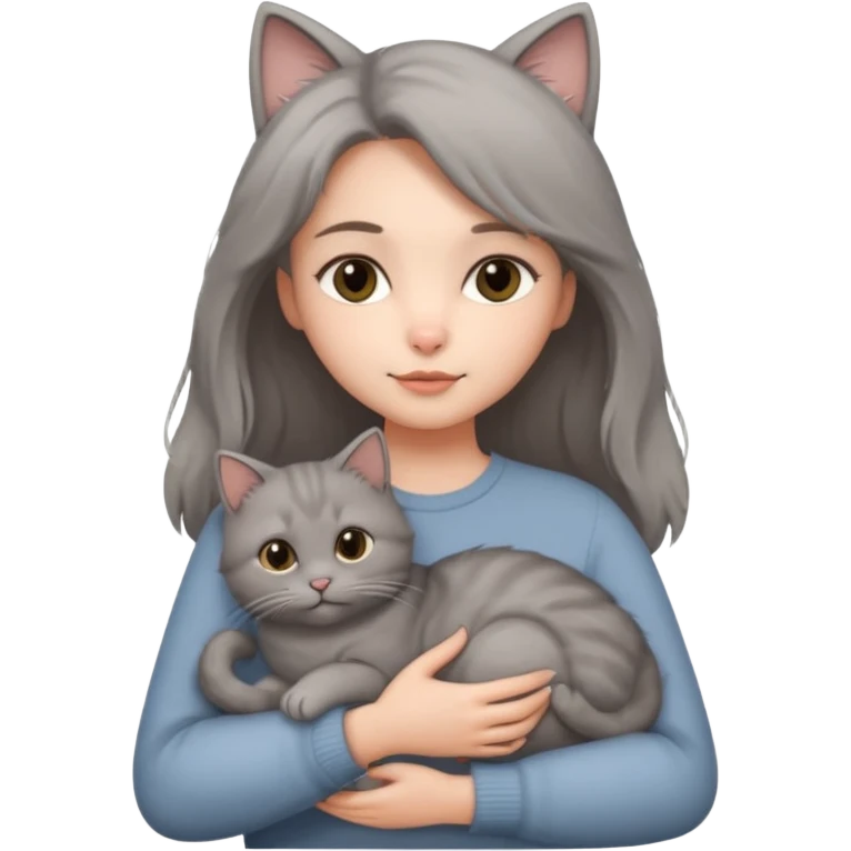 Wanita menggendong kucing emoji
