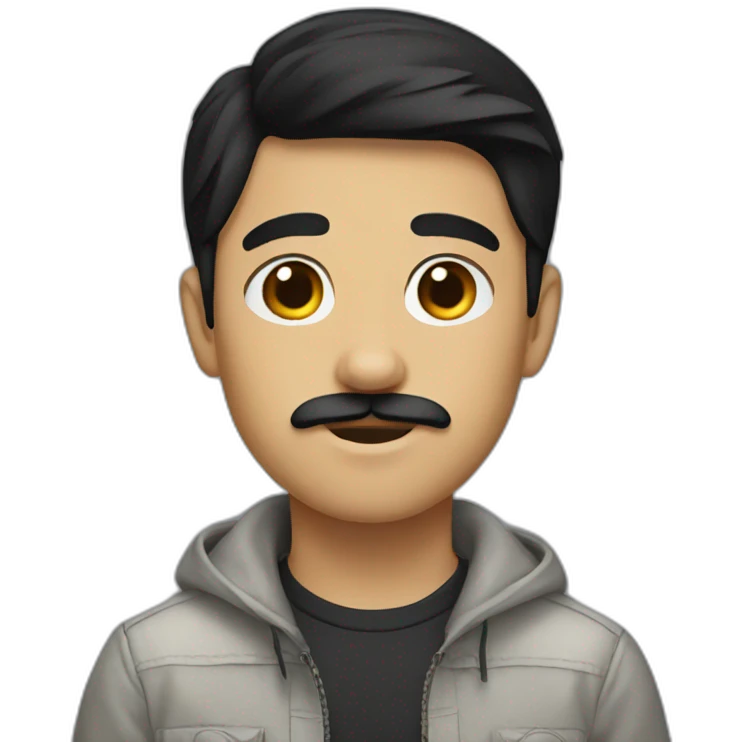 Teenboy with medium Short black hair and mustache emoji