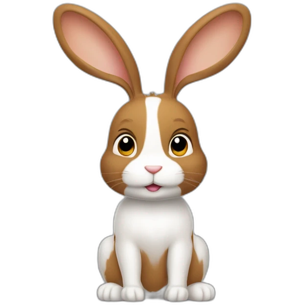 Un lapin couleue marron clair, oreilles qui pendent avec une petite tache blanche circulaire sur la crane  emoji