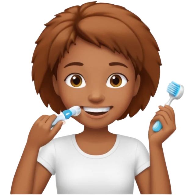 brown skin girl brushing her teeth in the bathroom  emoji
