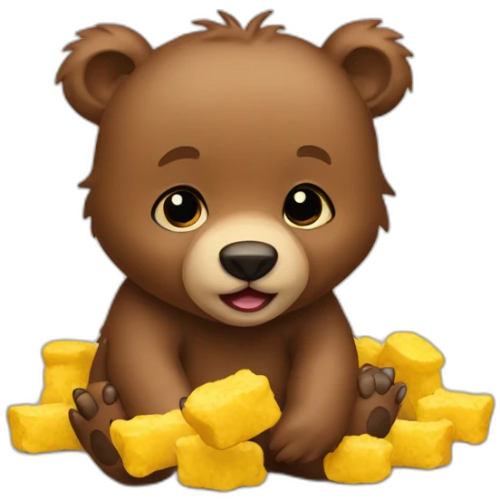 baby grizzly bear with nuggets emoji