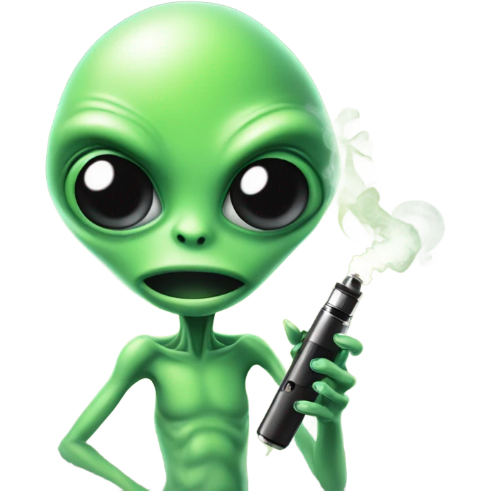 green alien smoking a vape emoji