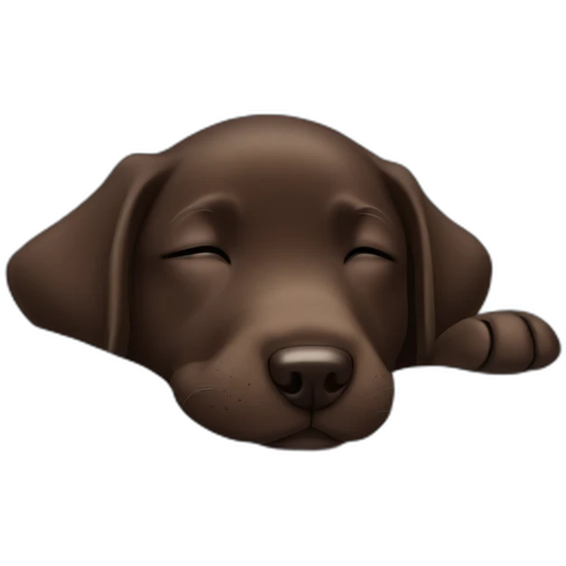 Chocolate labrador puppie sleeping in a blue bed emoji