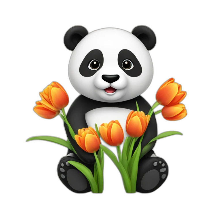 Panda avec des tulipes emoji