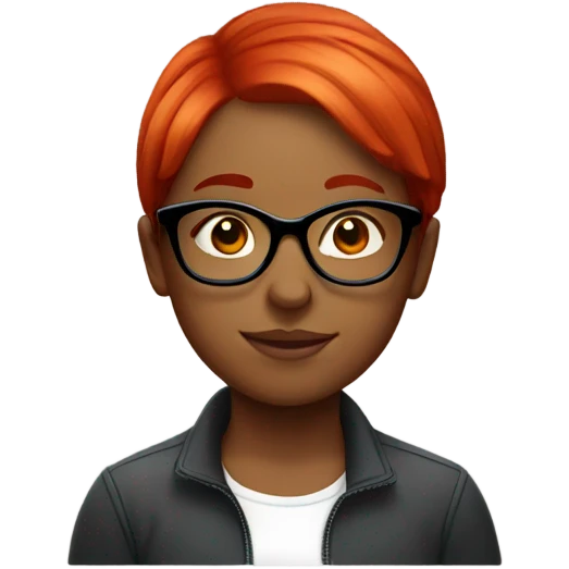 Girl with bright red hair and glasses emoji