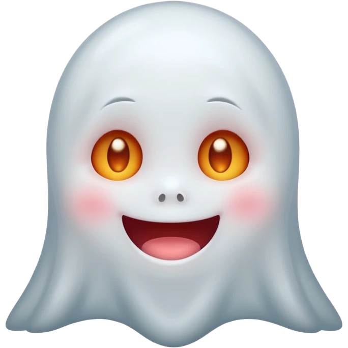 little cute ghost is smiling with blushed face, only fave emoji