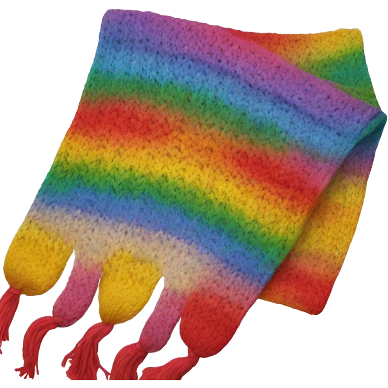 Knit scarf with rainbow design emoji