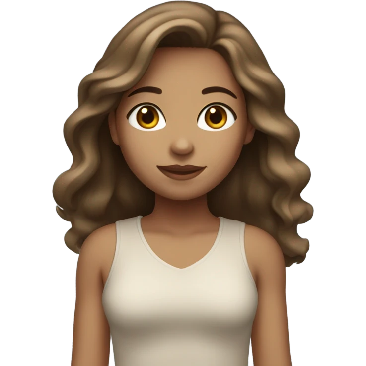 Girl with light tan skin, blue eyes, and brown hair up to her shoulders  emoji
