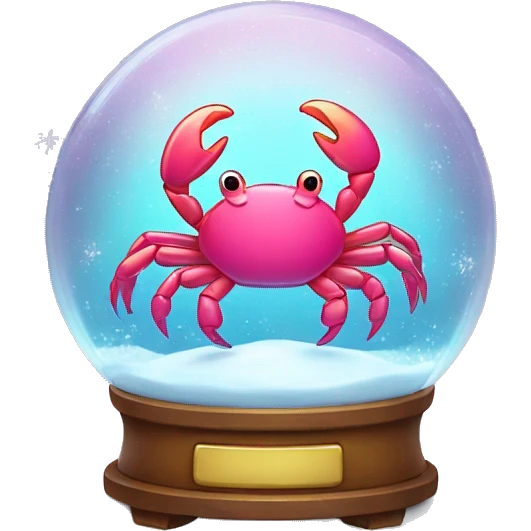 Kawaii neon crab in a magic snow globe  emoji