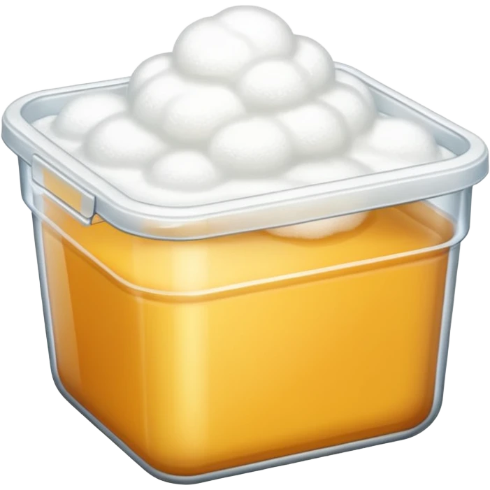 Clear container with all white foam emoji