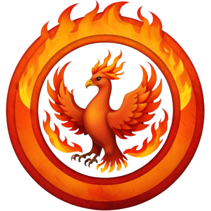 Name text of " Emberborn " An object of fire, circle and Phoenix emoji