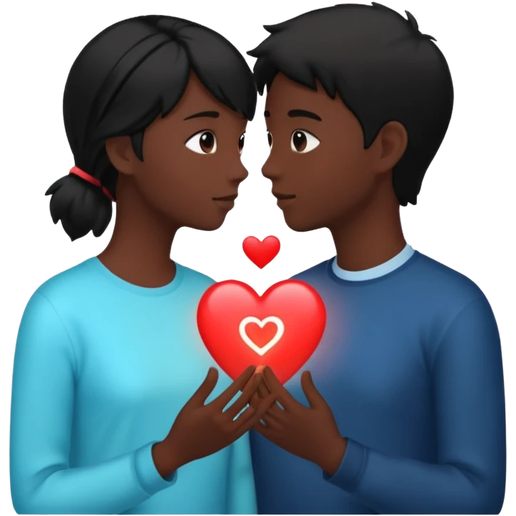 silhouette speaking to another with a heart between them emoji