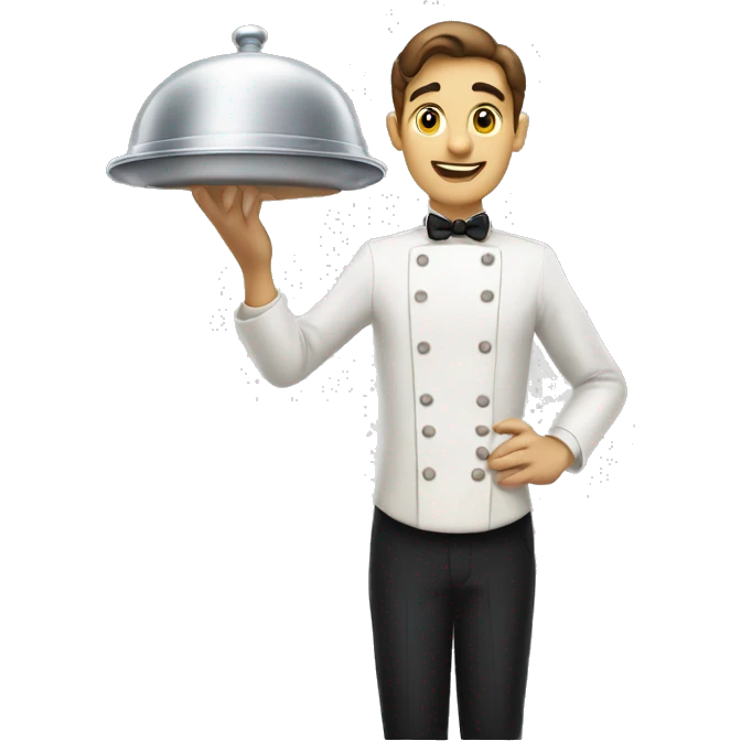 waiter holding cloche in ha emoji