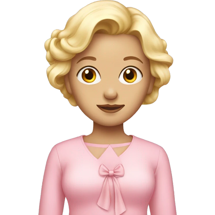 Blond women with baby pink clothes and bow emoji